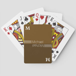 Custom Monogram Minimalist Brown Playing Cards