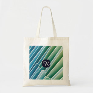 Custom Monogram Modern Abstract Blue Green  Tote Bag