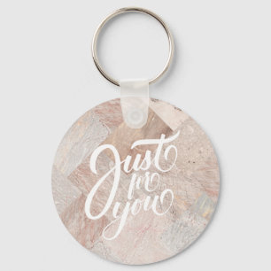 Custom Monogram Modern Abstract Elegant Beige Key Ring