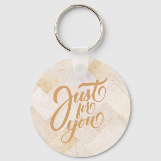  Custom Monogram Modern Abstract Elegant Sand Key Ring (Front)