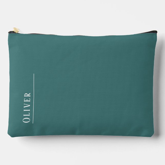 Custom monogram, modern aqua blue  accessory pouch (Front)