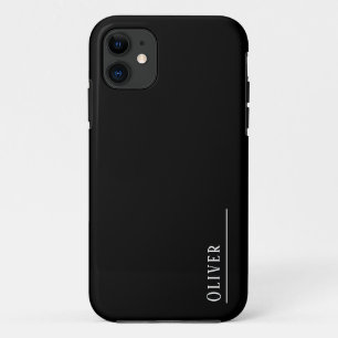 Custom monogram, modern black and white iPhone 11 case
