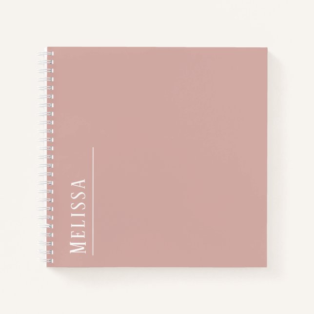 Custom monogram, modern blush pink colour  notebook (Front)