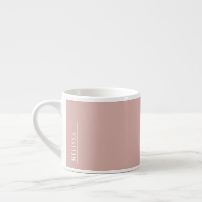 Custom monogram, modern blush pink espresso cup (Left)