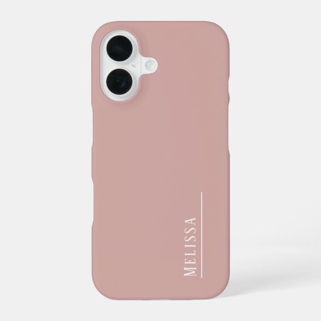 Custom monogram, modern blush pink  iPhone 16 case (Back)