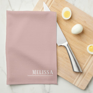 Custom monogram, modern blush pink  tea towel