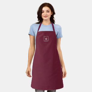 Custom monogram, modern burgundy  apron