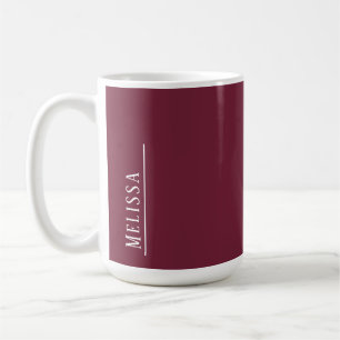 Custom monogram, modern burgundy coffee mug
