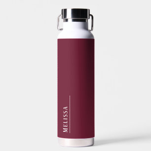 Custom monogram, modern burgundy water bottle