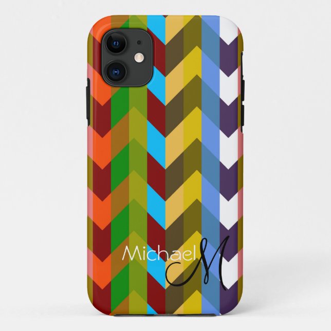 Custom Monogram Modern Chevron Zigzag 10 Case-Mate iPhone Case (Back)