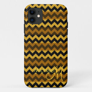 Custom Monogram Modern Chevron Zigzag 2 iPhone 11 Case