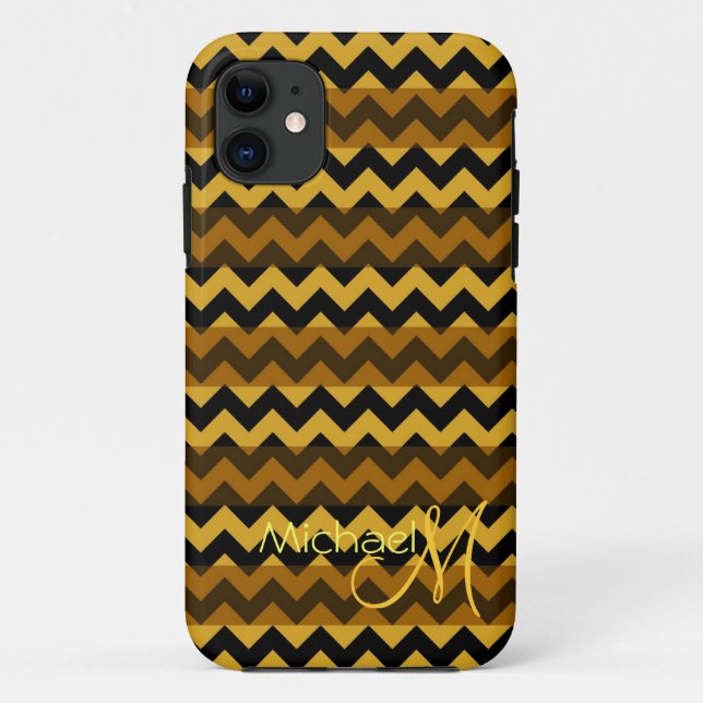 Custom Monogram Modern Chevron Zigzag 2 Case-Mate iPhone Case (Back)