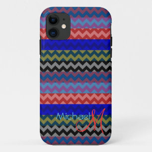 Custom Monogram Modern Chevron Zigzag 5 iPhone 11 Case