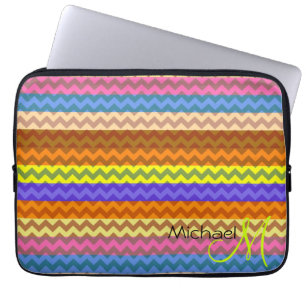 Custom Monogram Modern Chevron Zigzag 5 Laptop Sleeve