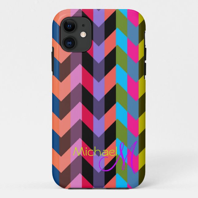 Custom Monogram Modern Chevron Zigzag 6 Case-Mate iPhone Case (Back)