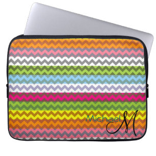 Custom Monogram Modern Chevron Zigzag 7 Laptop Sleeve