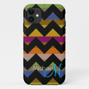 Custom Monogram Modern Chevron Zigzag 9 iPhone 11 Case