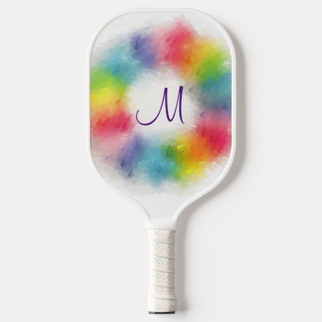 Custom Monogram Modern Colourful Template Pickleball Paddle (Front)