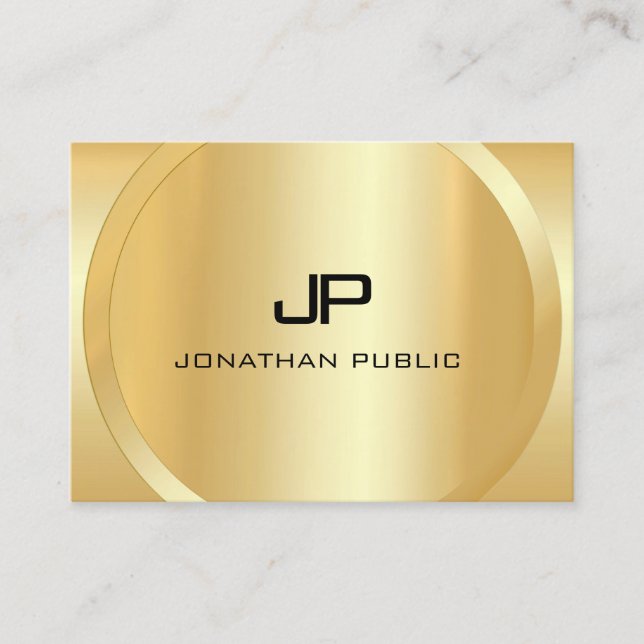 Custom Monogram Modern Elegant Faux Gold Template Business Card (Front)