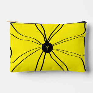 Custom Monogram Modern Fun Abstract Floral Yellow Accessory Pouch