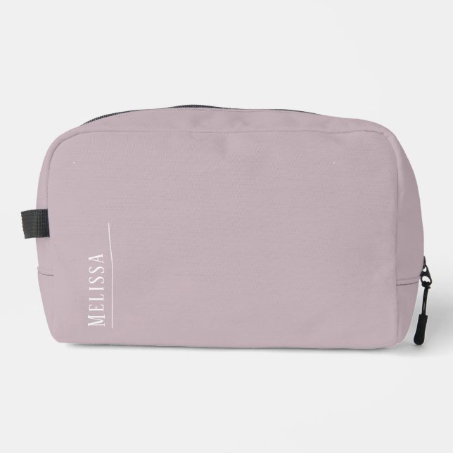 Custom monogram, modern mauve cosmetic bag kit  (Front)