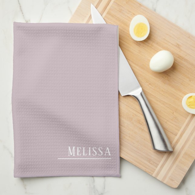Custom monogram, modern mauve tea towel (Quarter Fold)