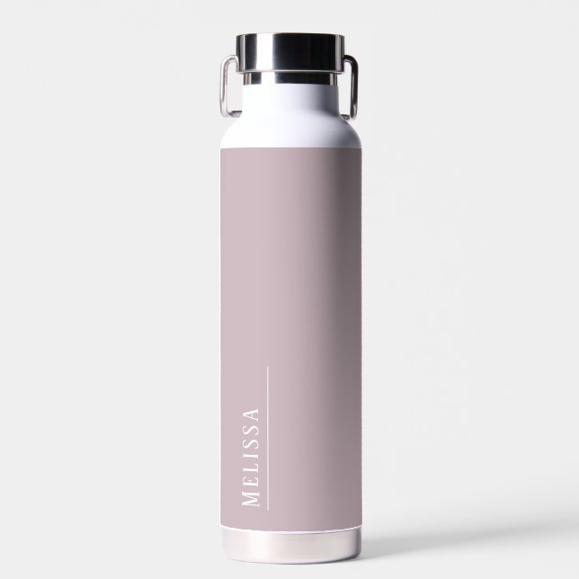 Custom monogram, modern mauve  water bottle (Front)