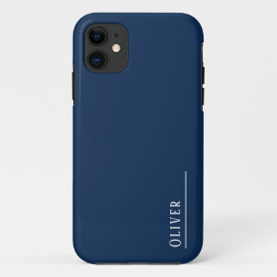 Custom monogram, modern navy blue  iPhone 11 case