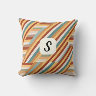 Custom Monogram Modern Retro 70s Geometric Cushion