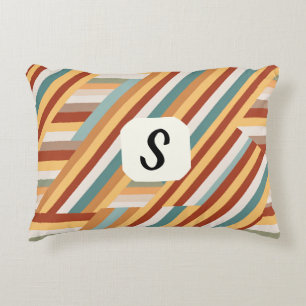Custom Monogram Modern Retro 70s Geometric Decorative Cushion