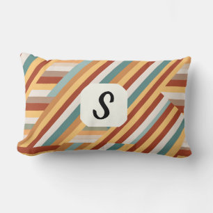 Custom Monogram Modern Retro 70s Geometric  Lumbar Cushion