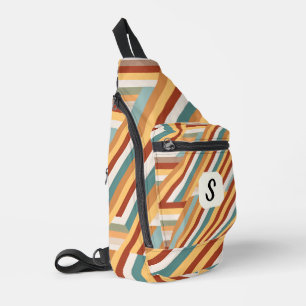 Custom Monogram Modern Retro 70s Geometric Sling Bag