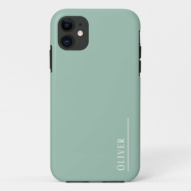 Custom monogram, modern sage green  Case-Mate iPhone case (Back)