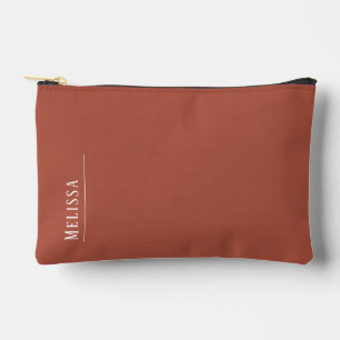 Custom monogram, modern terracotta colour accessory pouch