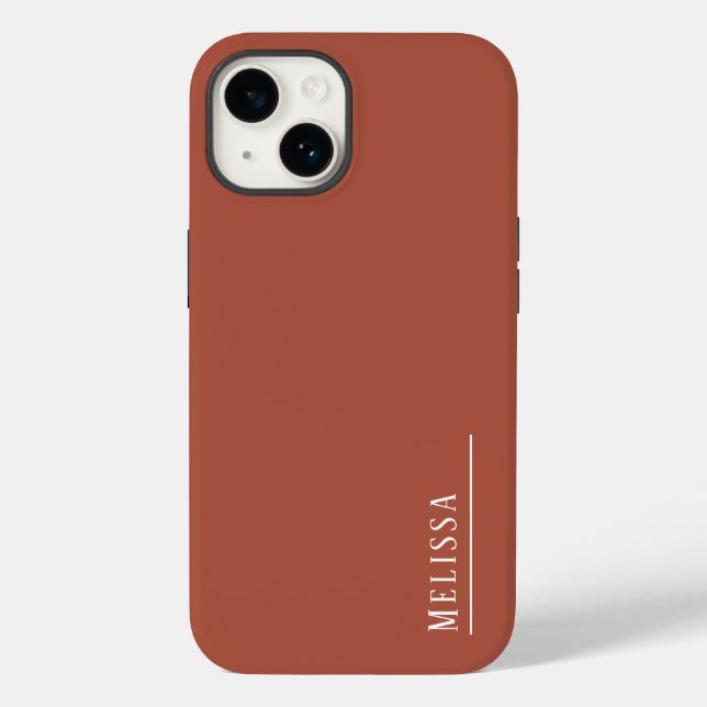 Custom monogram, modern terracotta colour  Case-Mate iPhone case (Back)