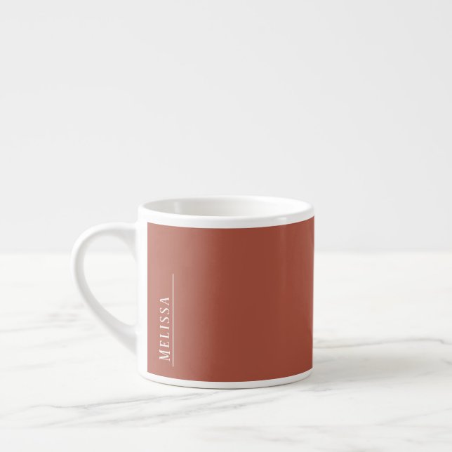 Custom monogram, modern terracotta  espresso cup (Left)