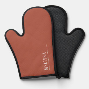 Custom monogram, modern terracotta oven mitt