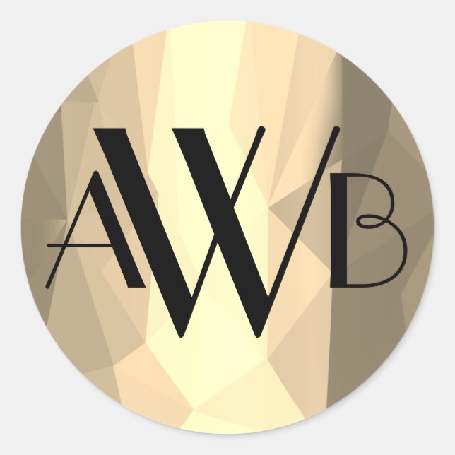 Custom Monogram Modern Type Classic Round Sticker (Front)