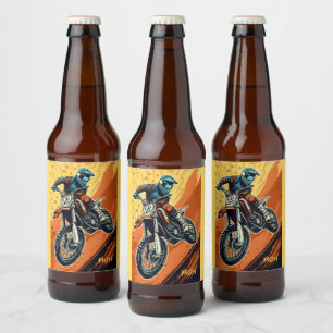 Custom Monogram Motocross Beer Bottle Label