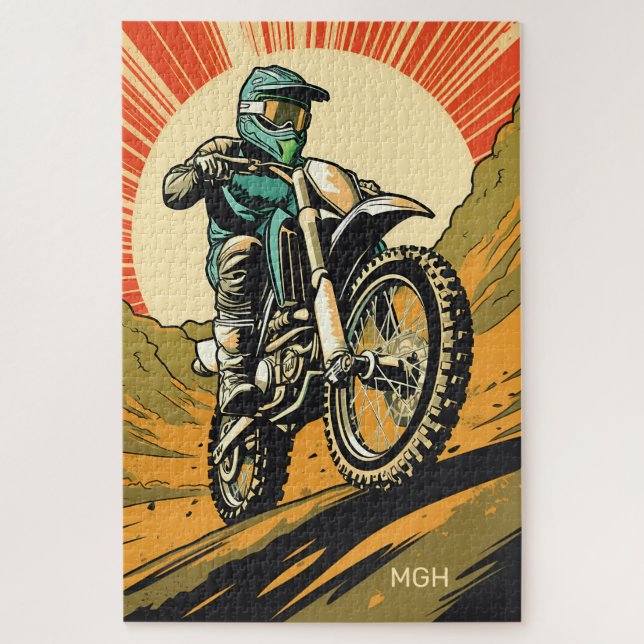 Custom Monogram Motocross Jigsaw Puzzle (Vertical)