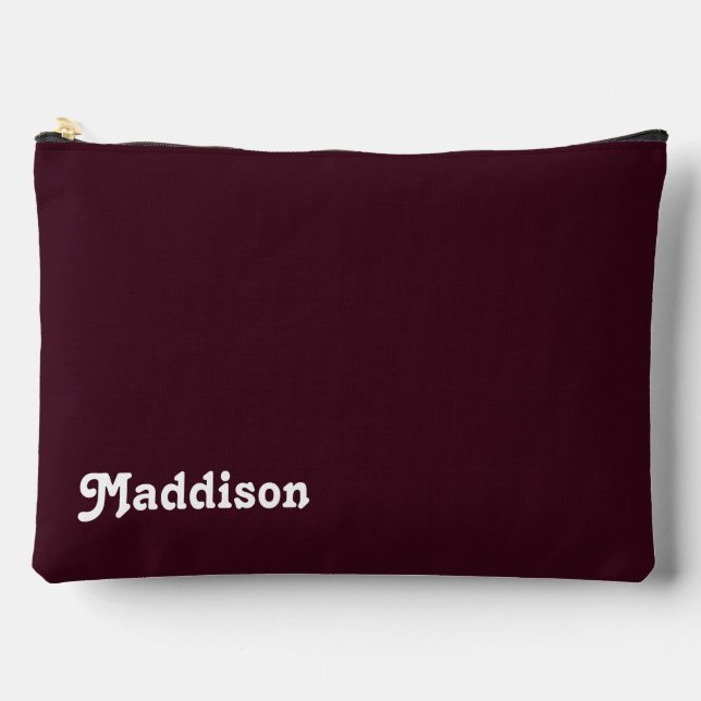 Custom monogram, mulberry retro typography  accessory pouch (Front)