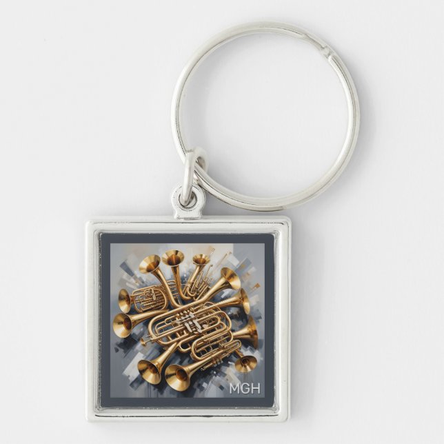 Custom Monogram Musical Instruments Key Ring (Front)