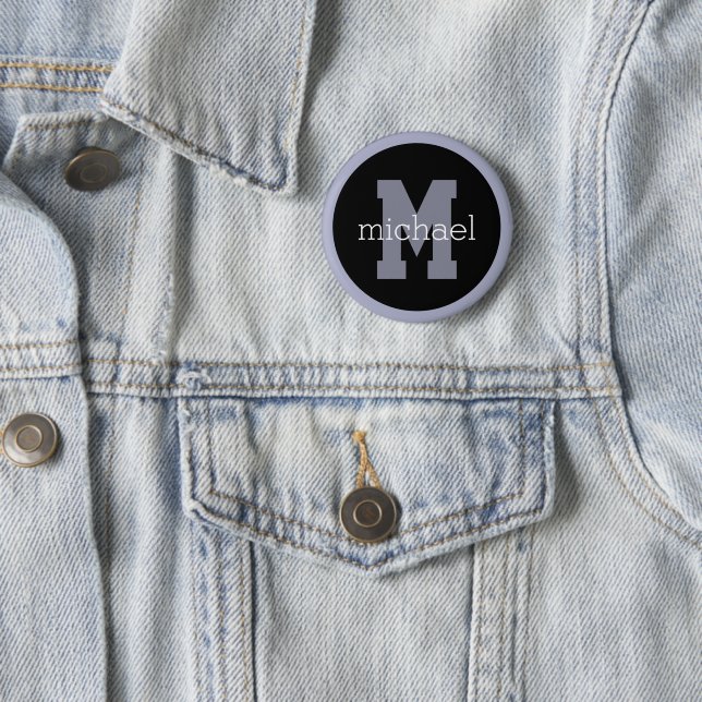 Custom monogram & name 6 cm round badge (In Situ)