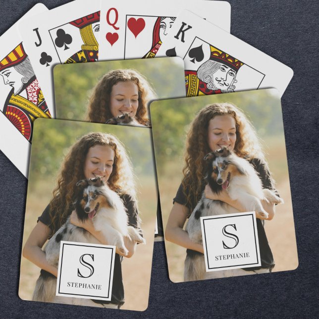 Custom Monogram, Name and Photo Modern Photography Playing Cards (Creator Uploaded)