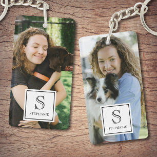 Custom Monogram, Name and Photo Trendy Photography Key Ring