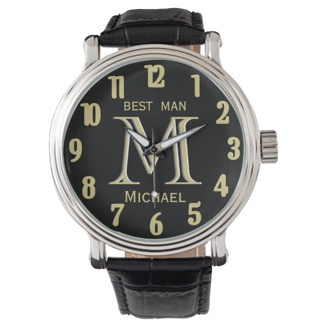 Custom Monogram Name Best Man Gfit Wedding   Watch (Front)