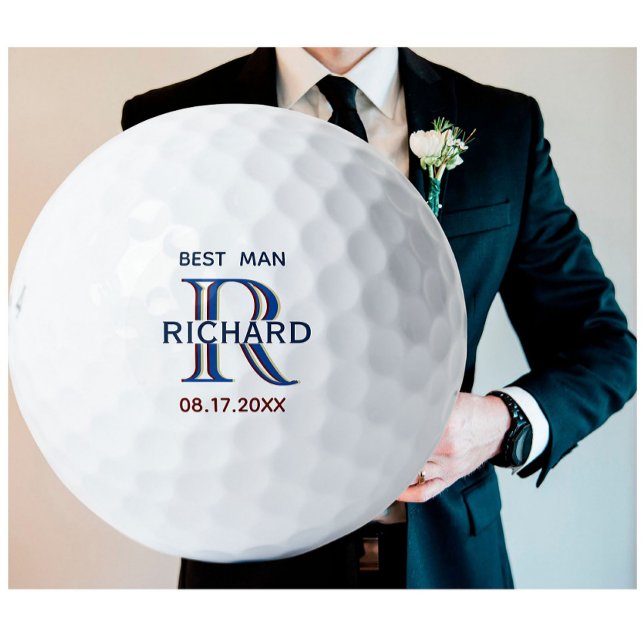 Custom Monogram Name Best Man Wedding Favour Golf Balls (Creator Uploaded)