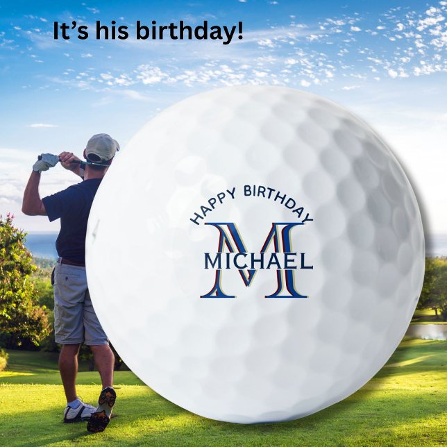 Custom Monogram Name Birthday  Golf Balls (Creator Uploaded)
