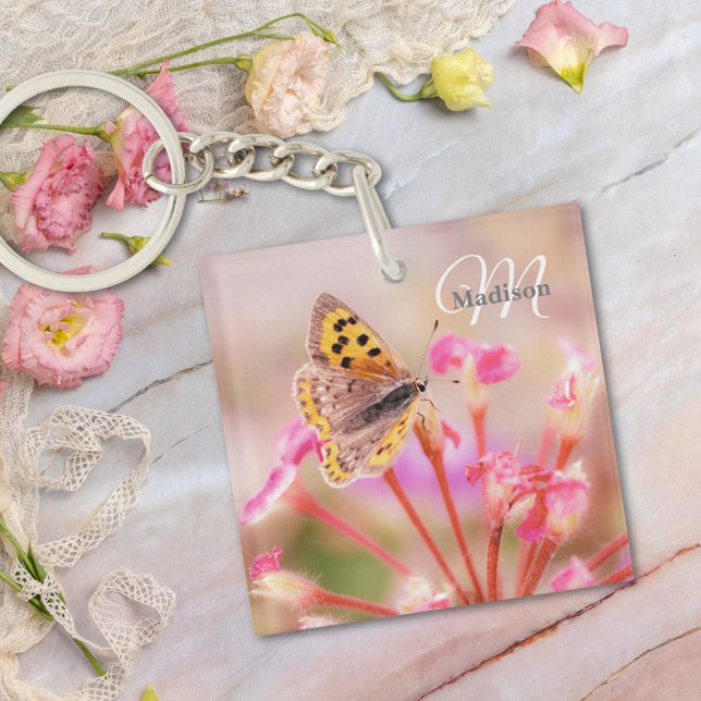 Custom Monogram Name Butterfly  Key Ring (Creator Uploaded)