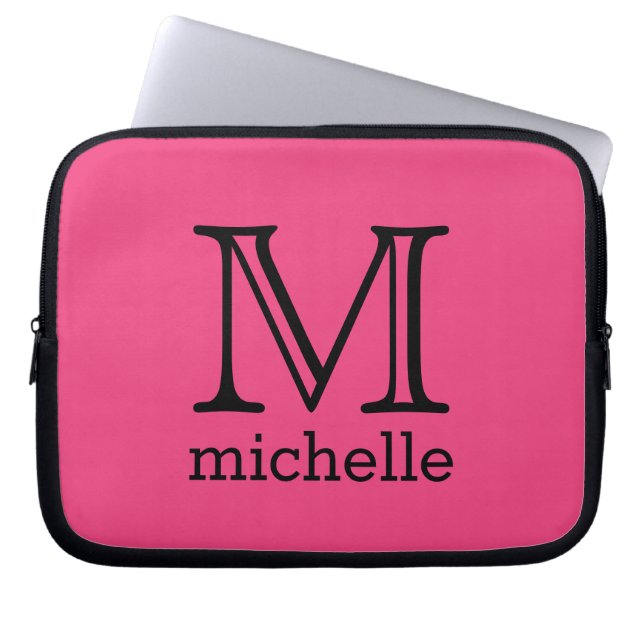Custom Monogram, Name & Colour laptop sleeves (Front)